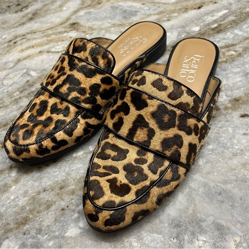 Franco Sarto Malesa 2 Calf Hair Animal Print Mules